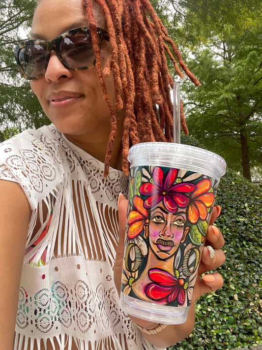 Floral Forest Clear plastic tumbler