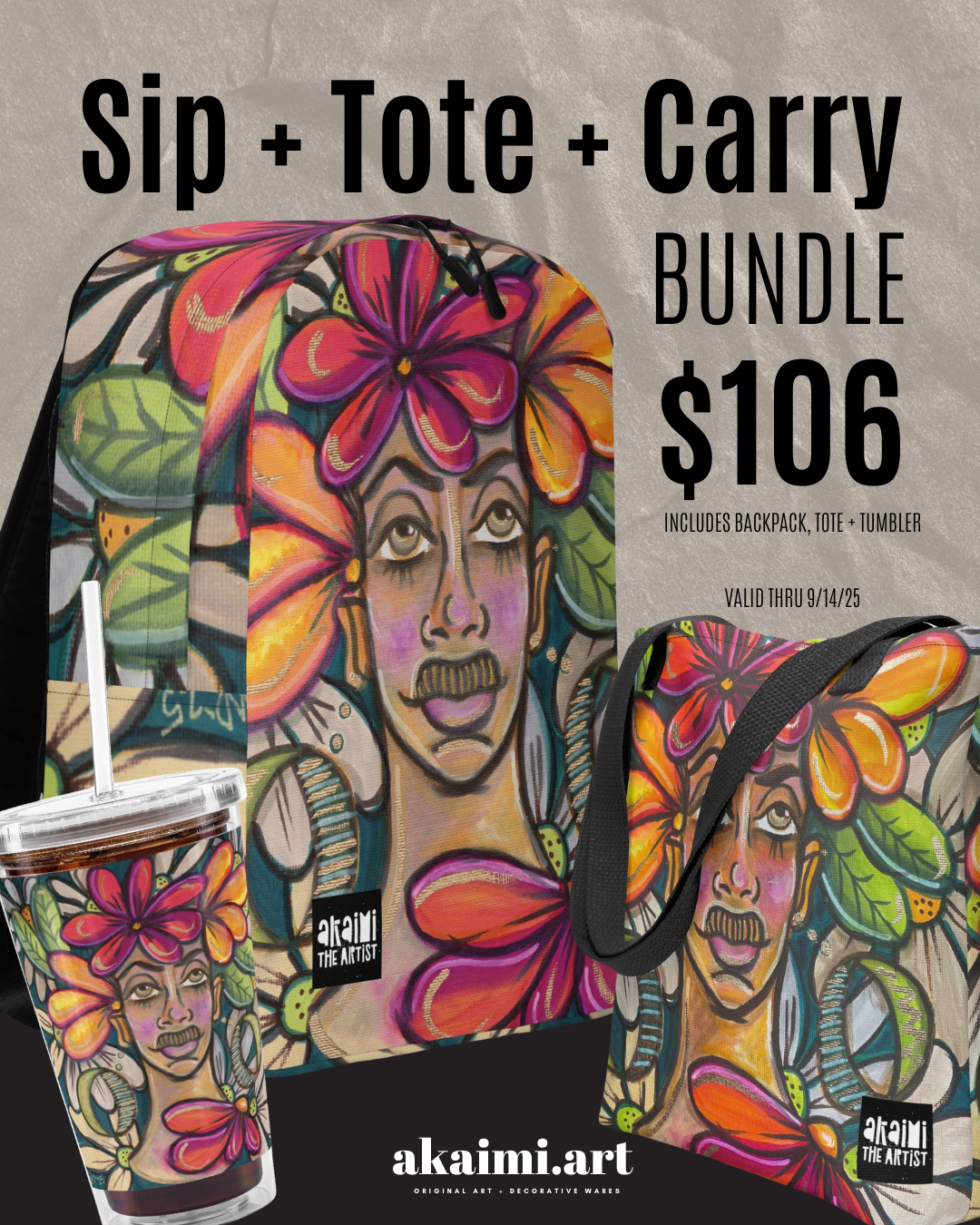 Floral Forest Sip + Tote + Carry Bundle